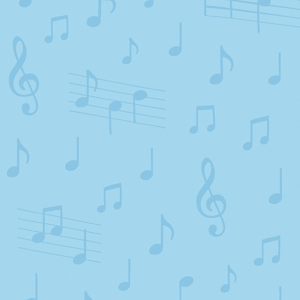 Colorful musical notes and instruments background - music learning environment for kids